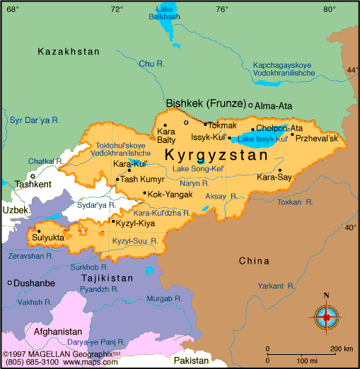 kirgizistan bolgeler haritasi