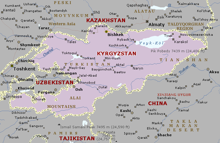 kirgizistan sehirler haritasi