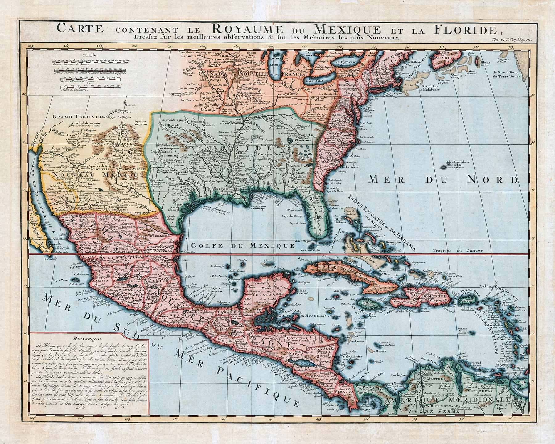 Amerika Körfezi Meksika tarihi harita 1732