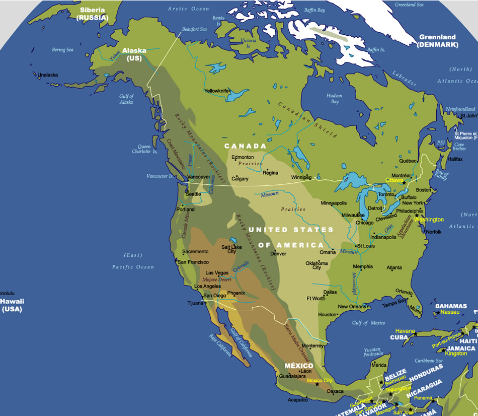 harita kuzey amerika
