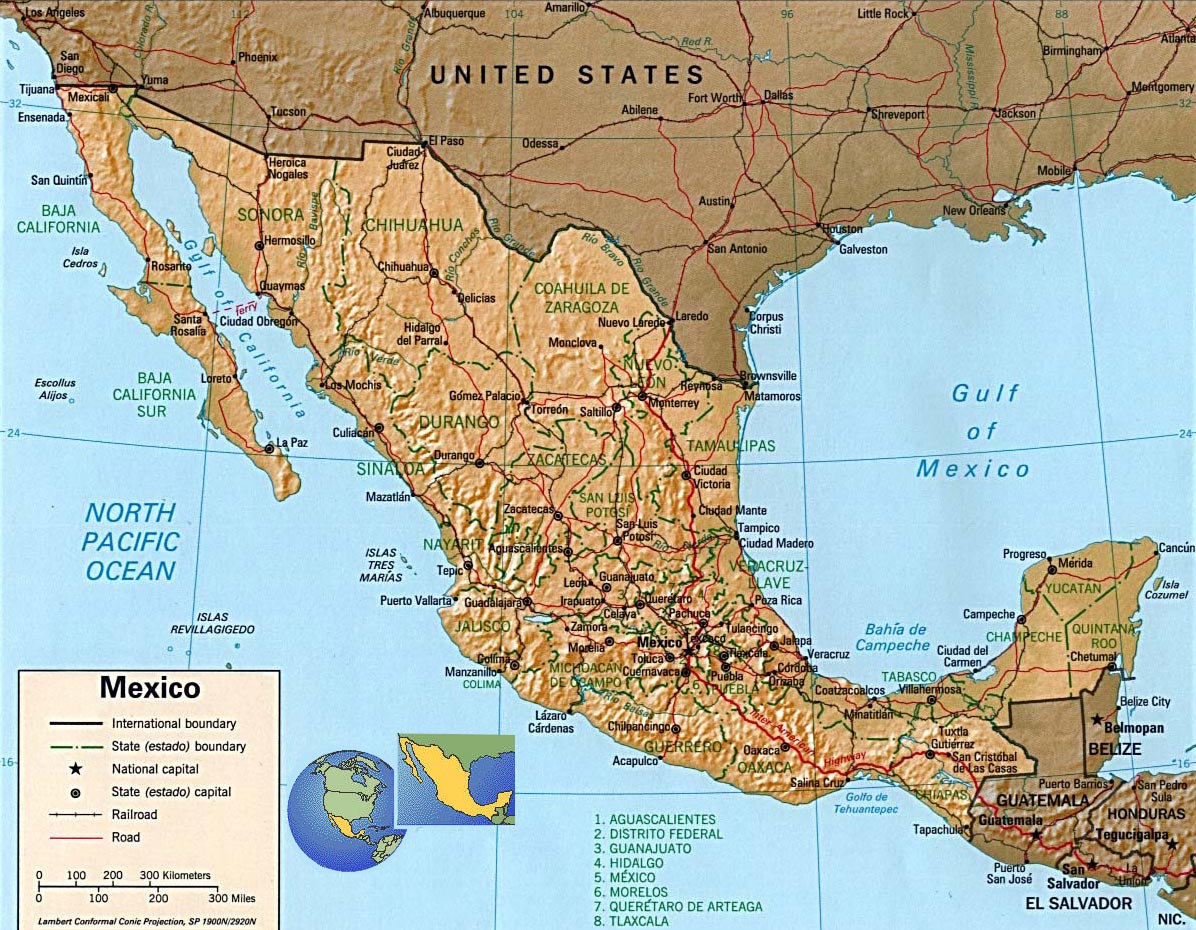 kuzey amerika haritasi meksika