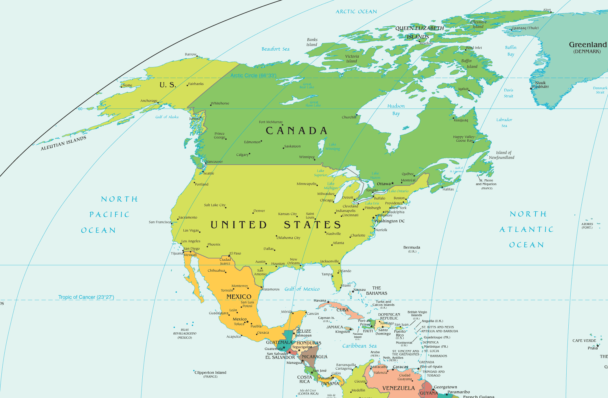 kuzey amerika politik haritasi