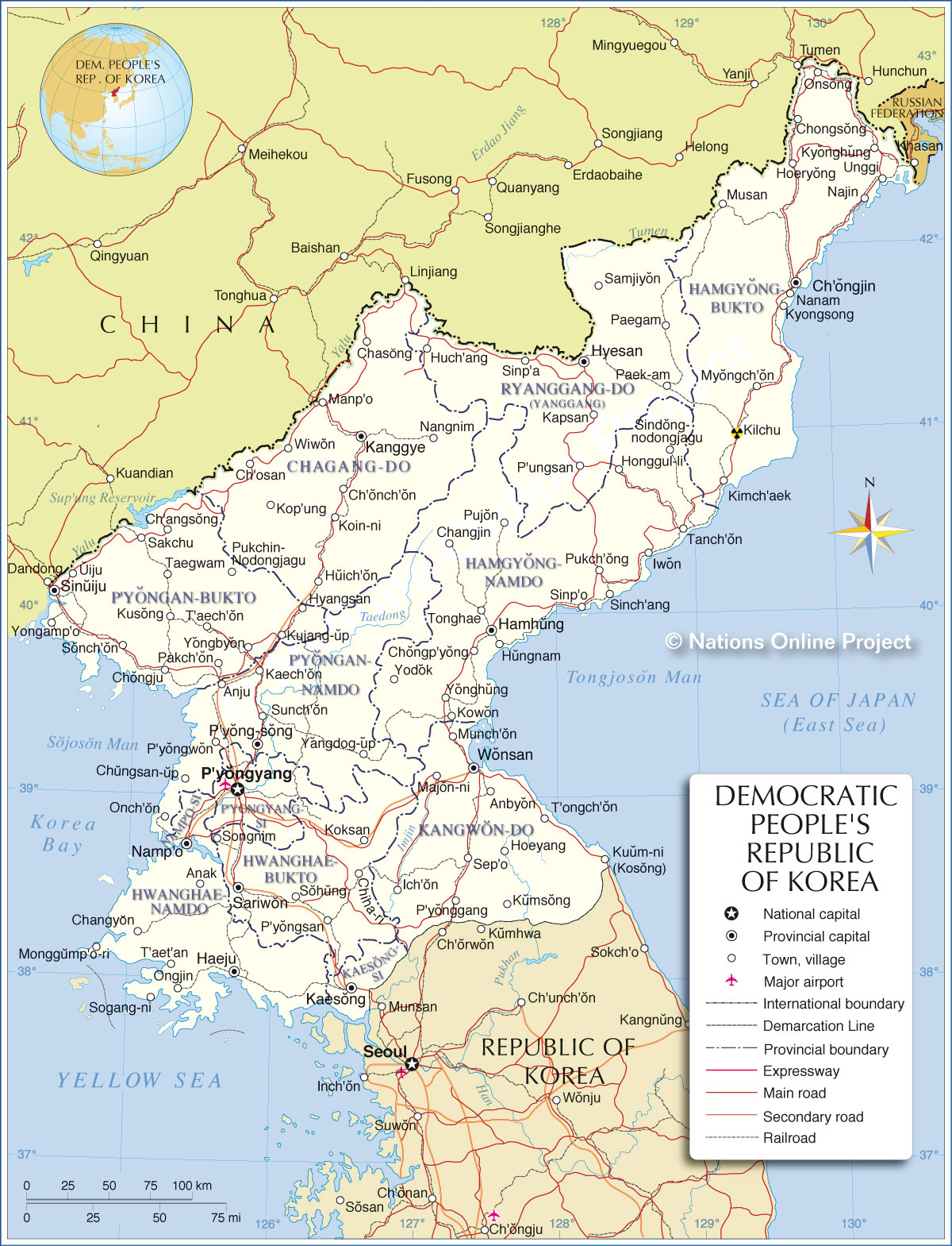 siyasi harita kuzey kore