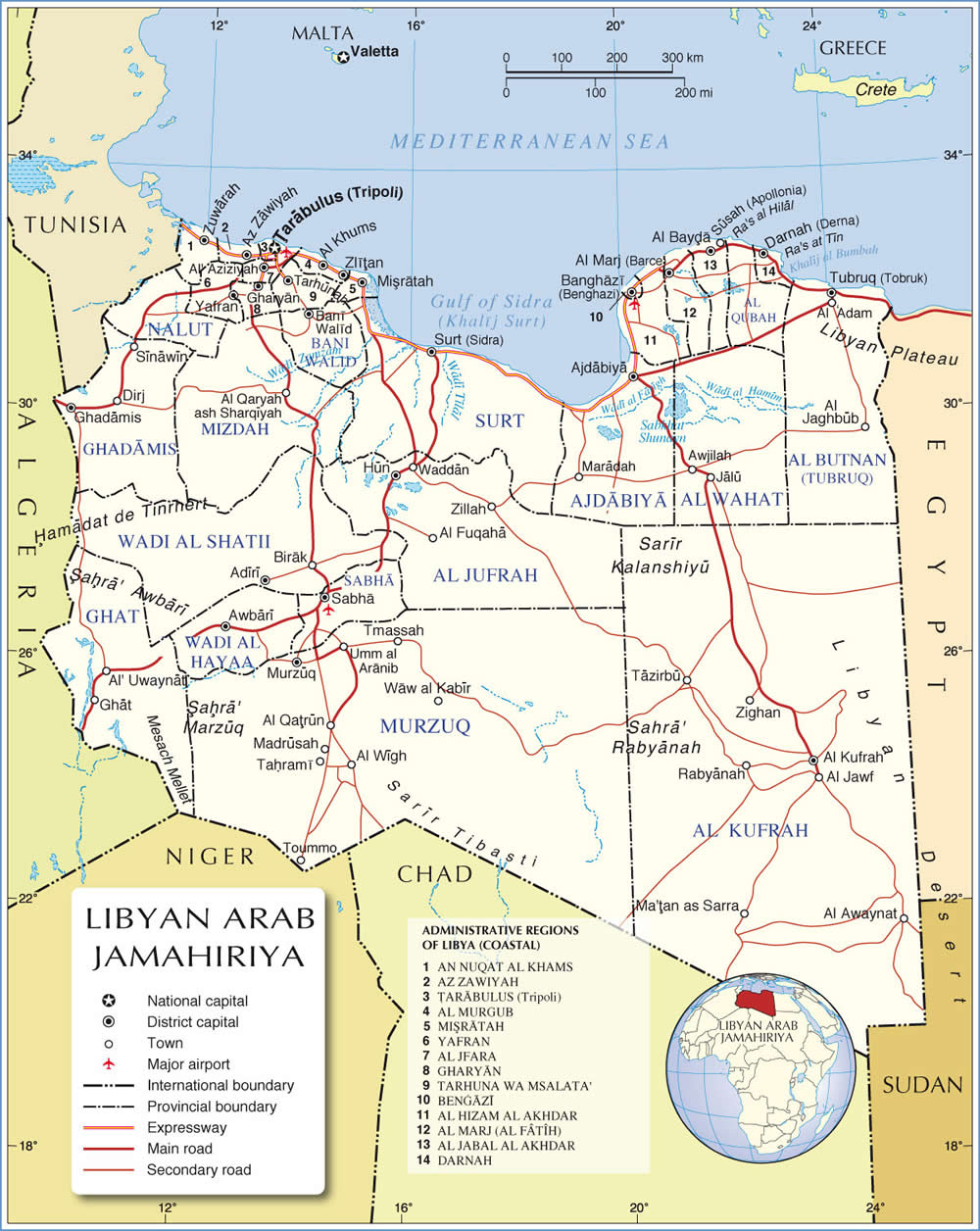 libya bolgeler haritasi