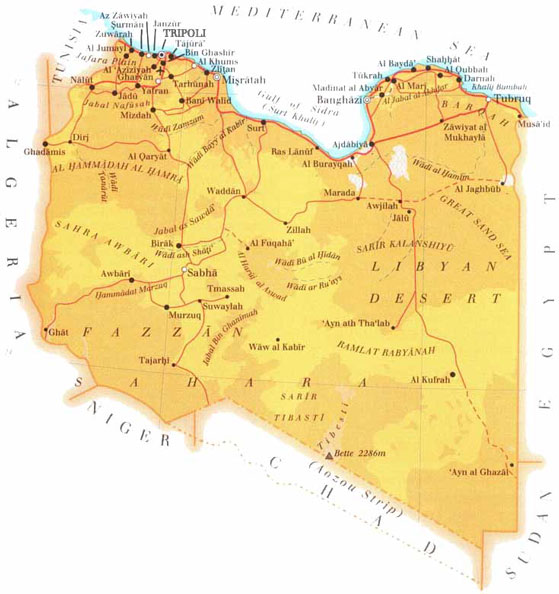 libya cografi haritasi