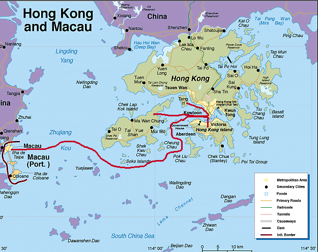 Hongkong Makao Haritası