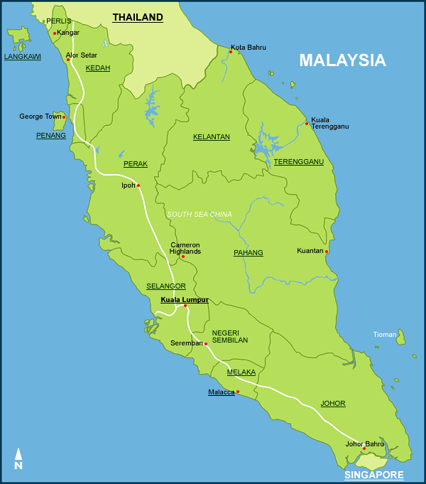 malezya eyalet haritasi