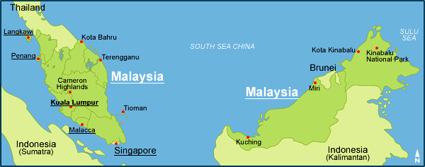 malezya sehirler haritasi