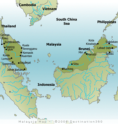 malezya sehirleri haritasi