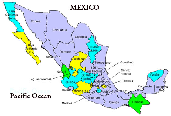 meksika bolgeler haritasi