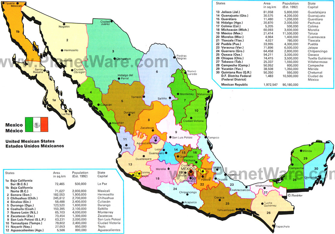 meksika eyaletler haritasi