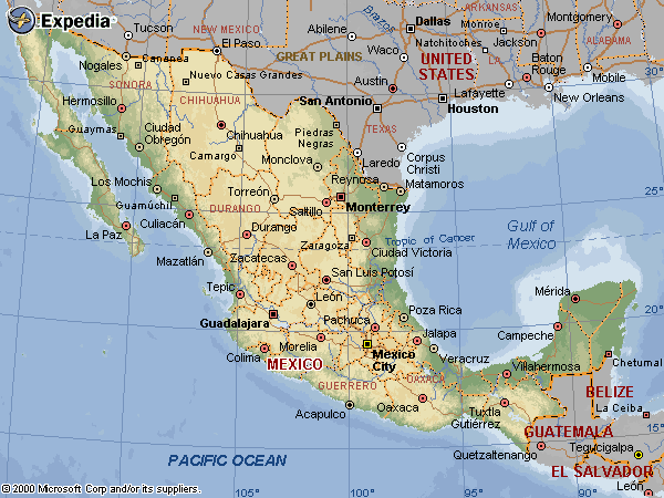 meksika fiziki haritasi