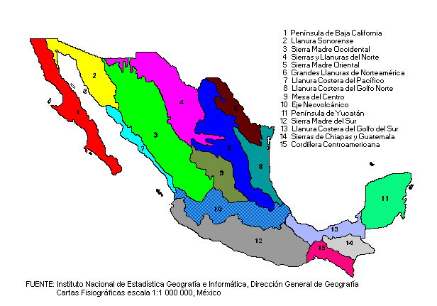 meksika fizyografik haritasi