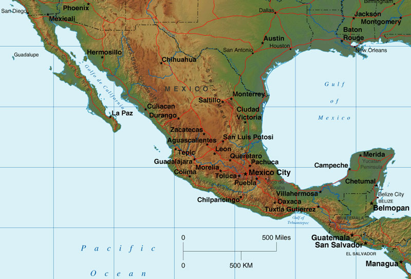 meksika kabartma haritasi