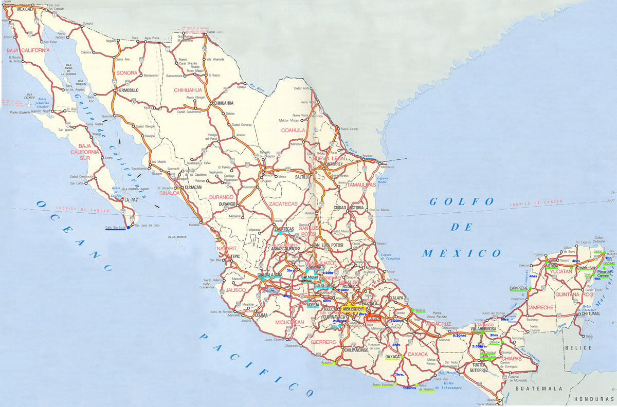meksika karayollari haritasi