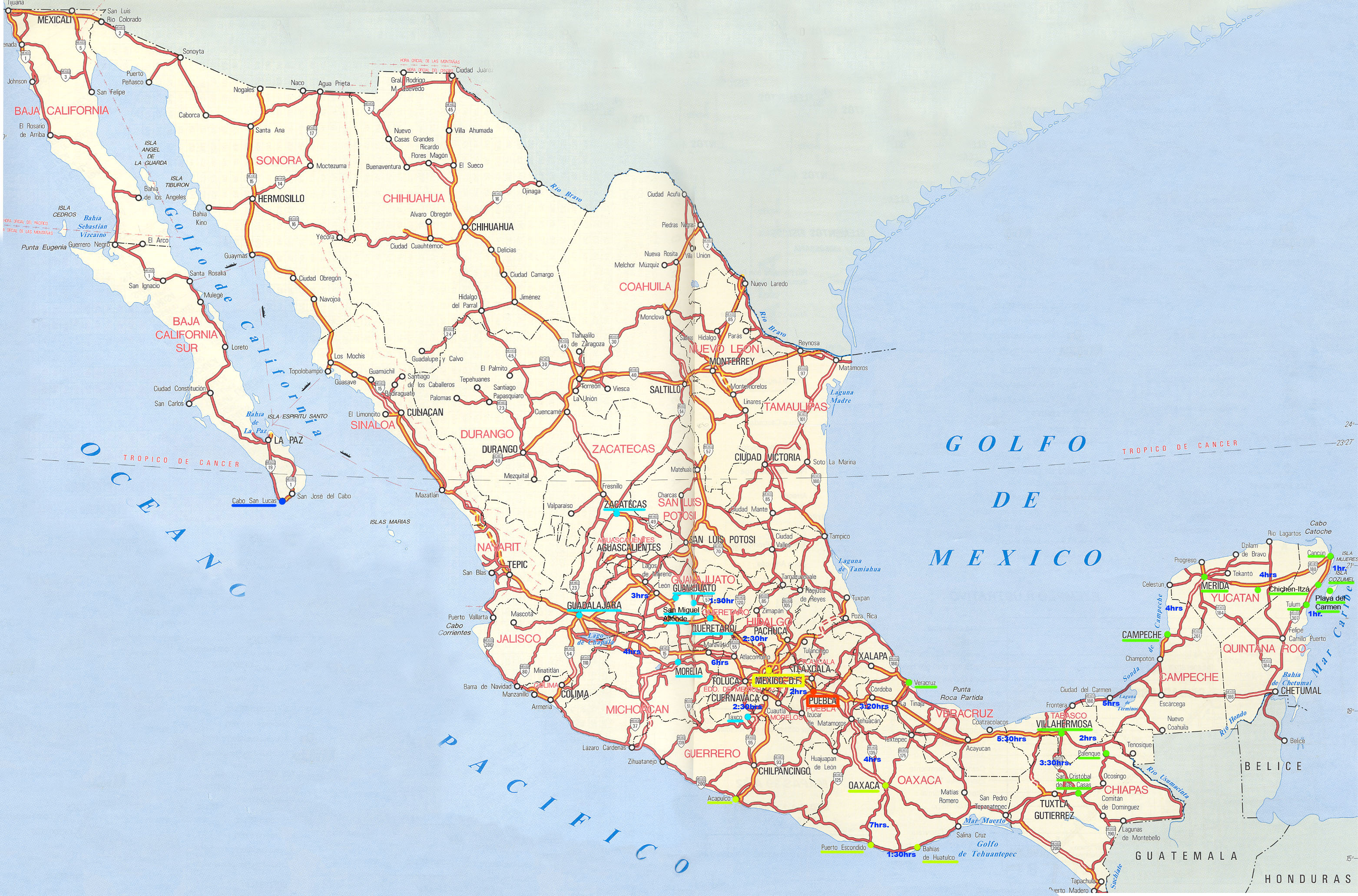 meksika karayollari haritasi b