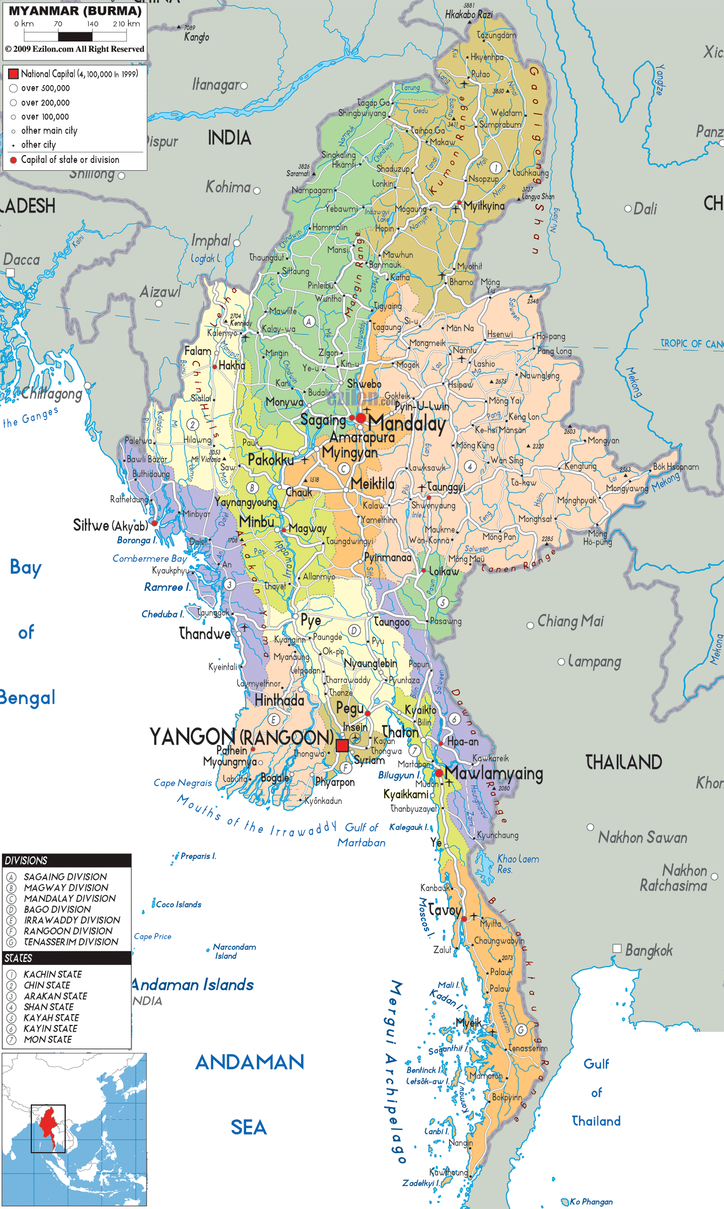 myanmar burma siyasi haritasi