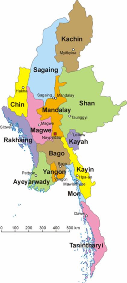 myanmar burma siyasi haritasi
