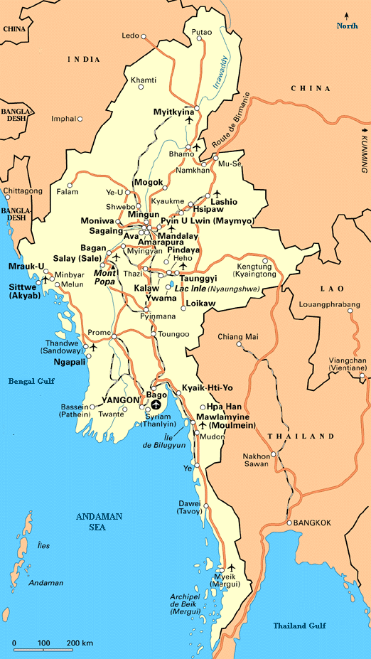 myanmar burma sehirler haritasi