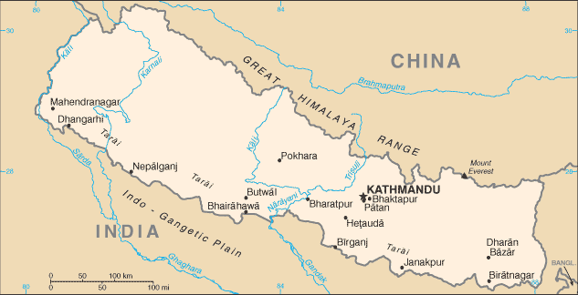 nepal sehirler haritasi