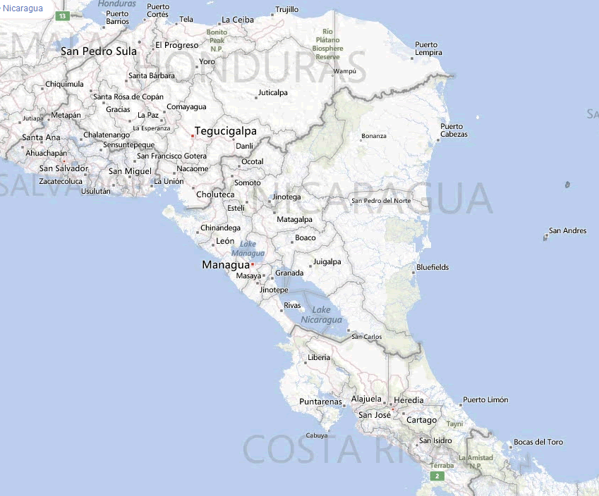 Mapa Nikag Nikaragua Haritası ve Nikaragua Uydu Görüntüleri