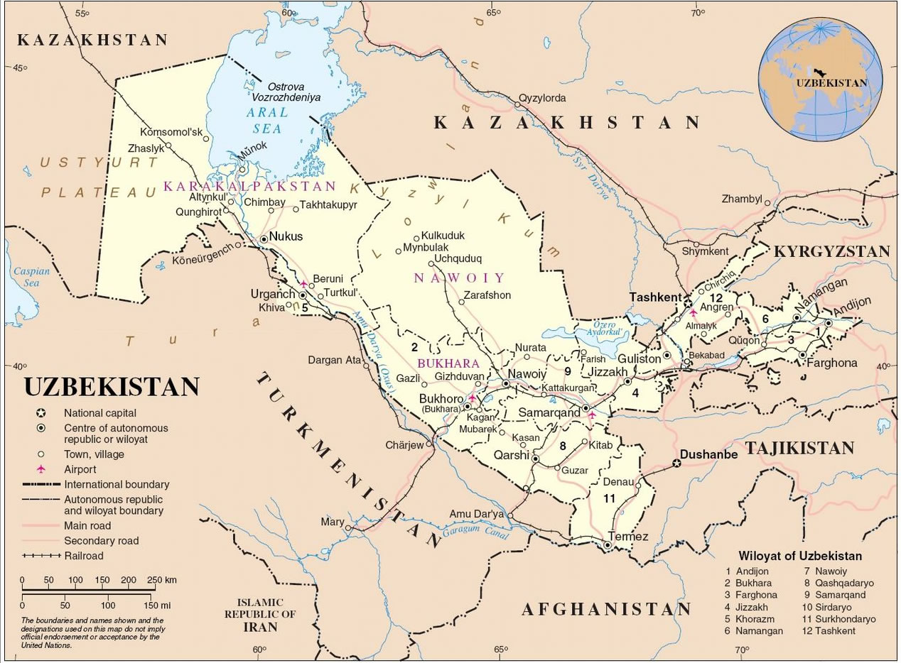 ozbekistan cografi haritasi