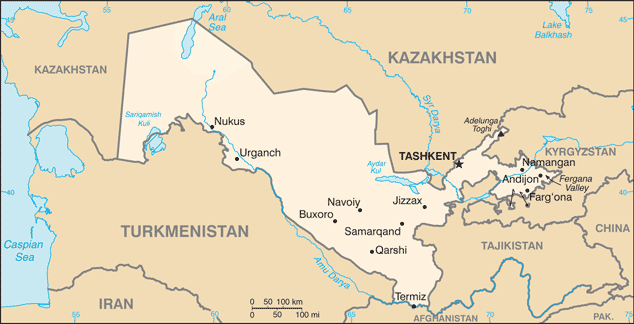 ozbekistan haritasi