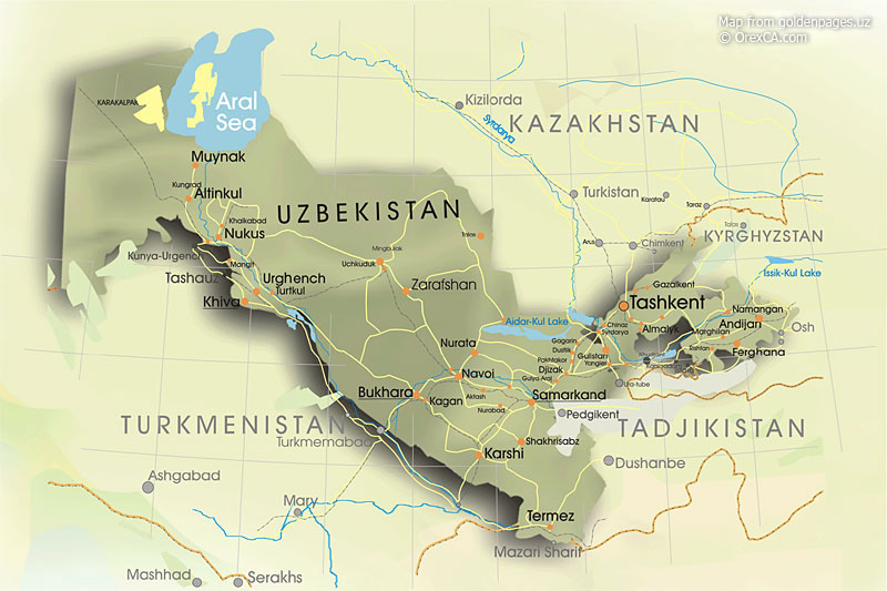 ozbekistan kabartma haritasi