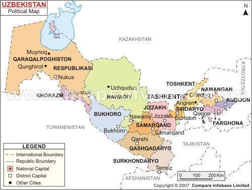ozbekistan politik haritasi