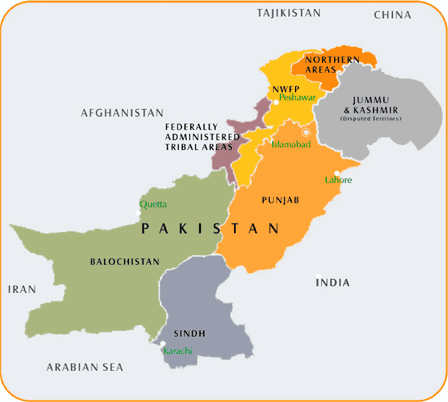 pakistan bolgeler haritasi