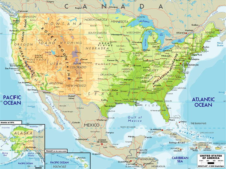 Amerika Birlesik Devletleri karayolları, uydu haritası