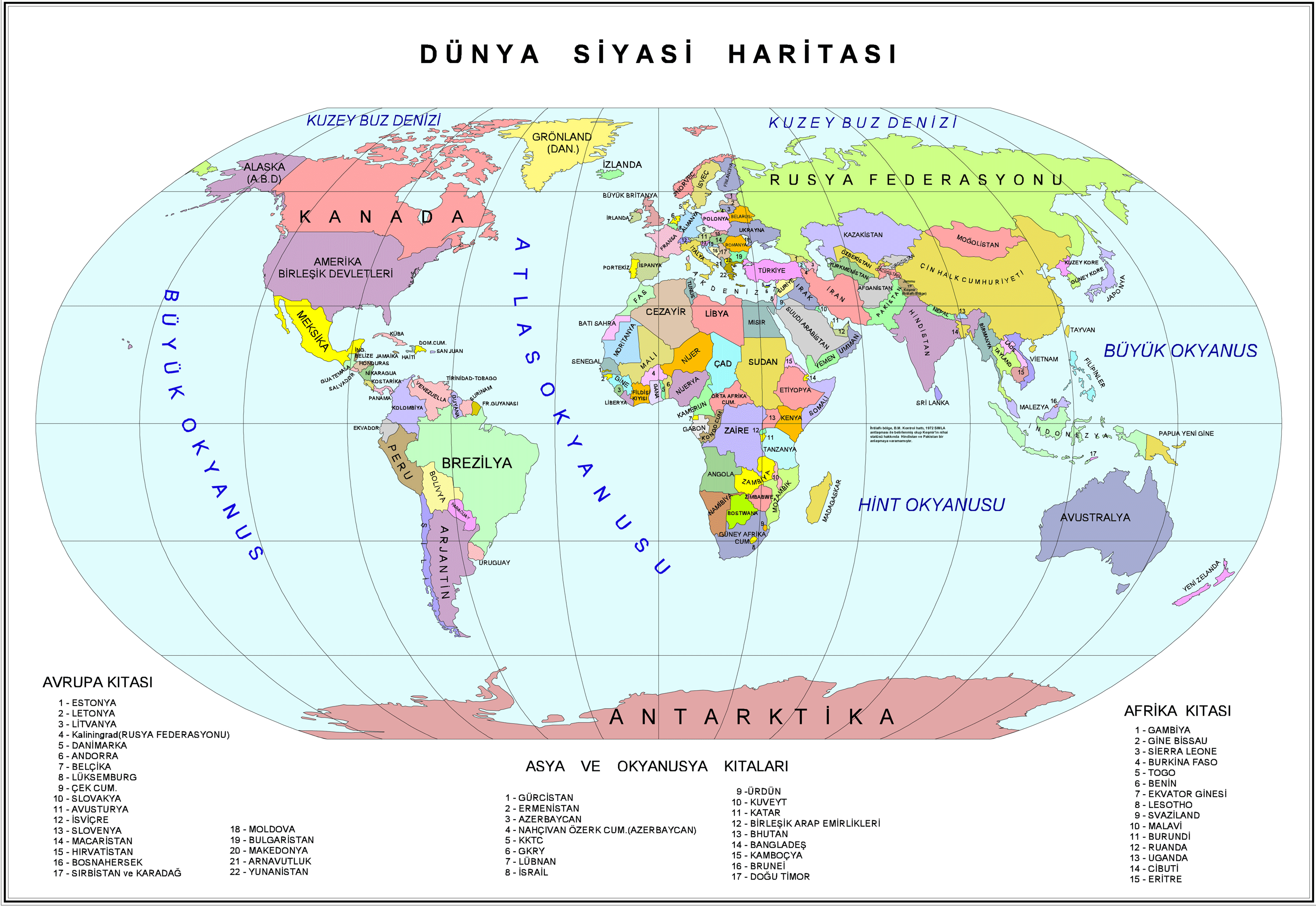 Dünya Siyasi Haritası Türkçe