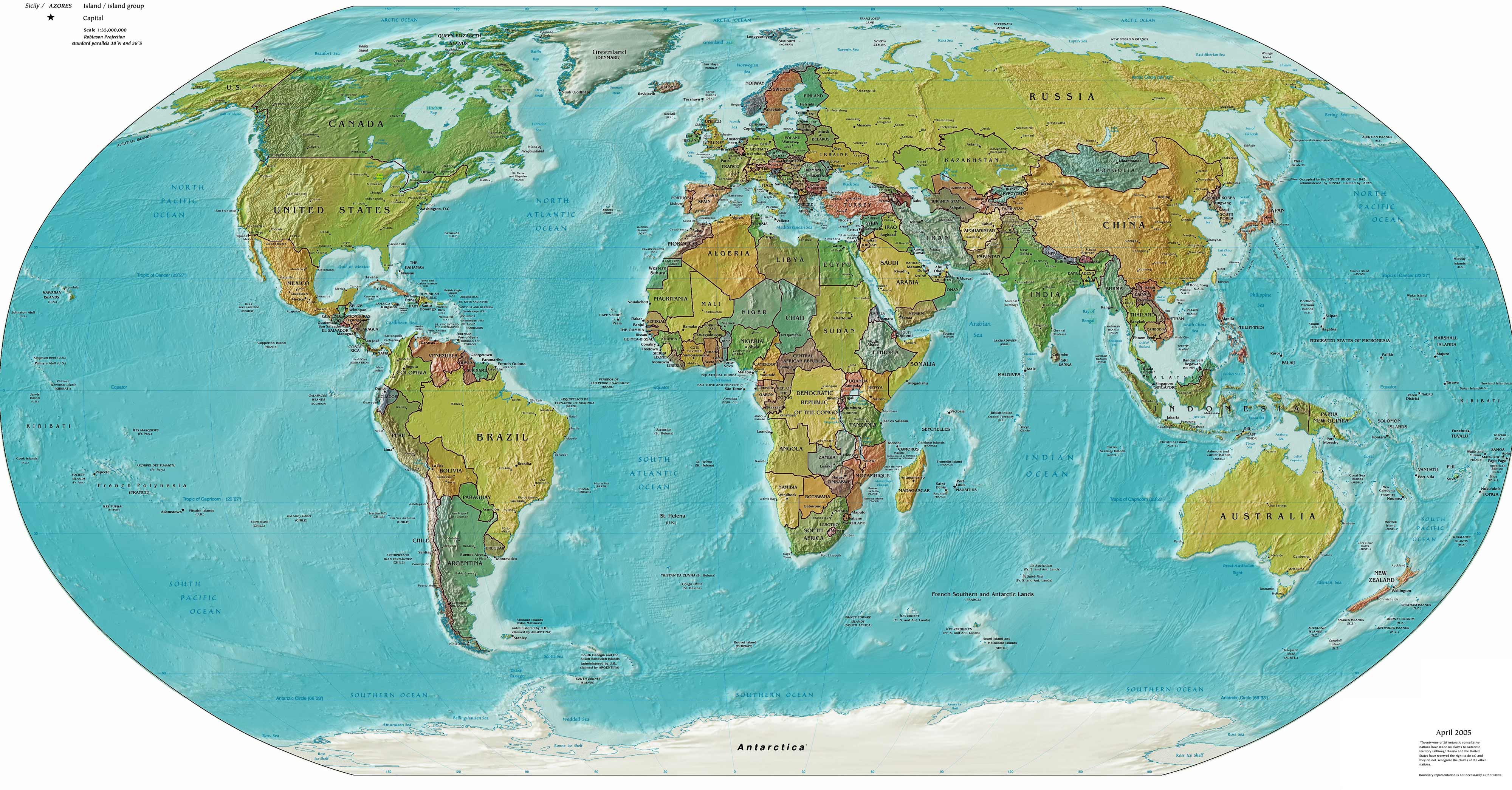 Dünya Siyasi Fiziki Haritası