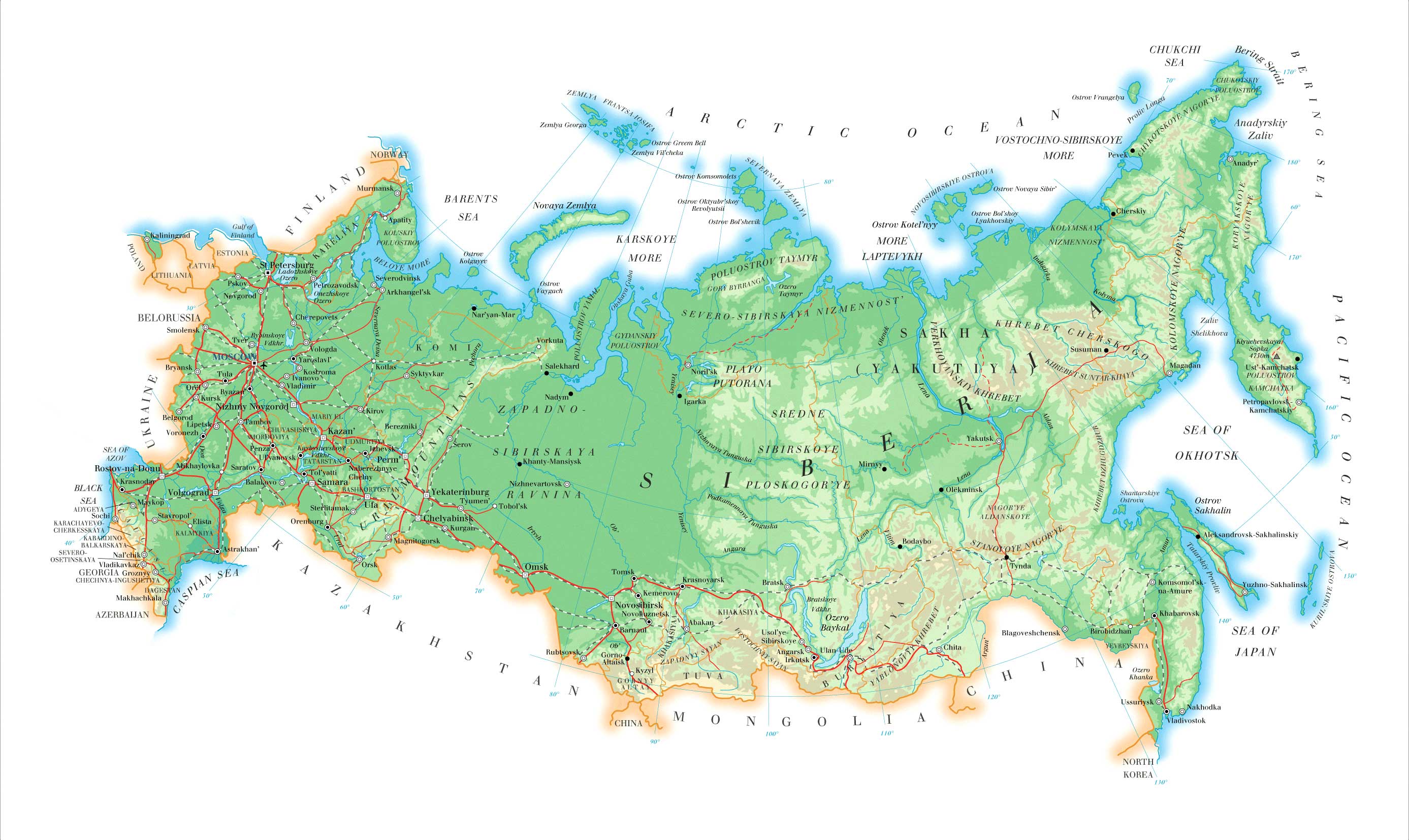 Географическая карта россии с горами. Карта России географическая крупная с реками. Физическая карта России география. Карта России физическая карта. Карта России географическая крупная с реками и горами.