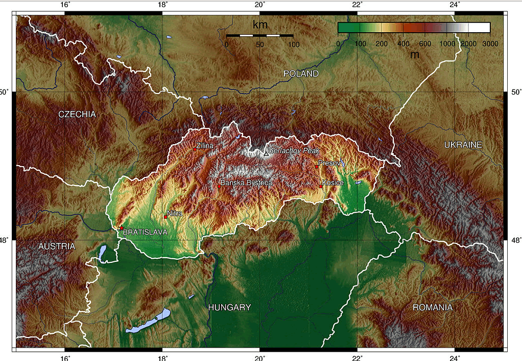 topografya haritasi slovakya