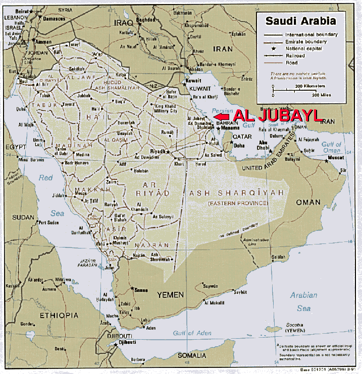 suudi arabistan Al Jubayl haritasi