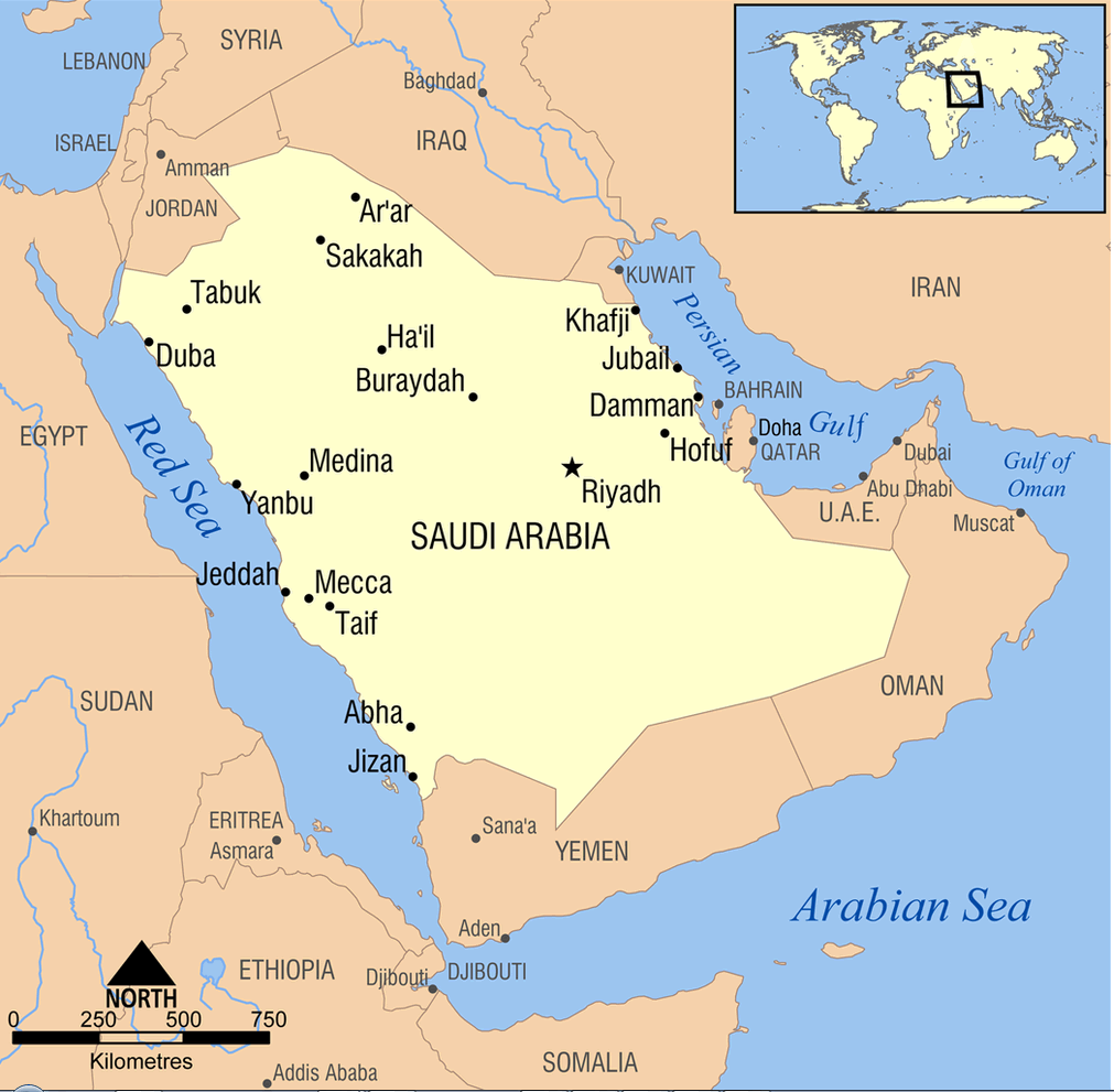 suudi arabistan onemli sehirler haritasi