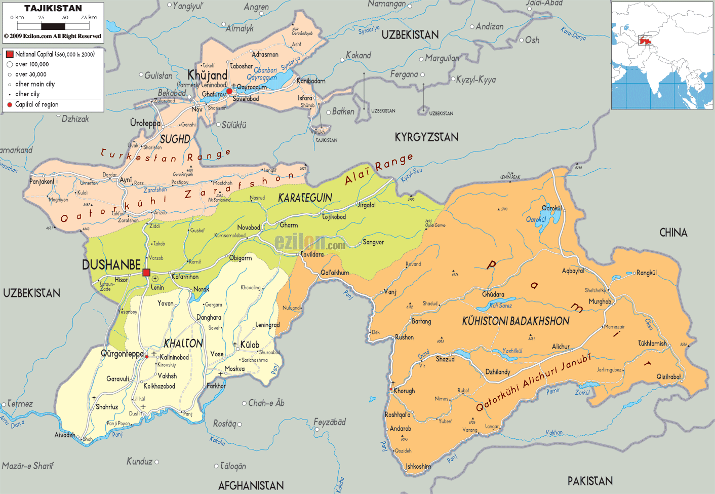 siyasi haritasi tacikistan