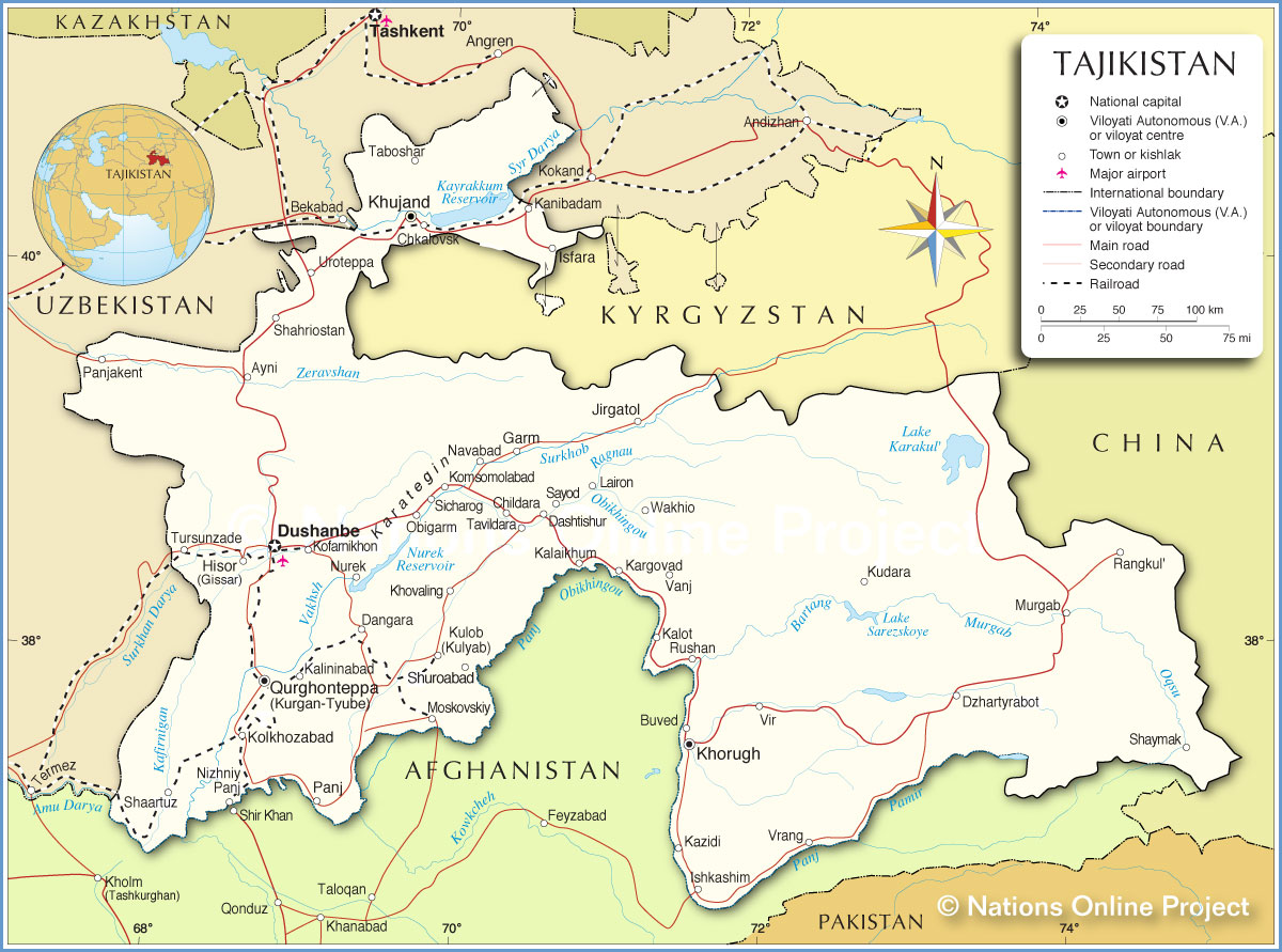 tacikistan siyasi haritasi
