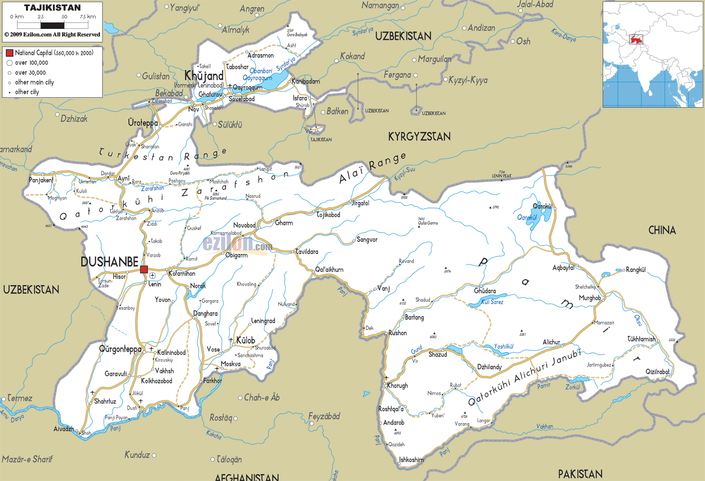 tacikistan yol haritasi