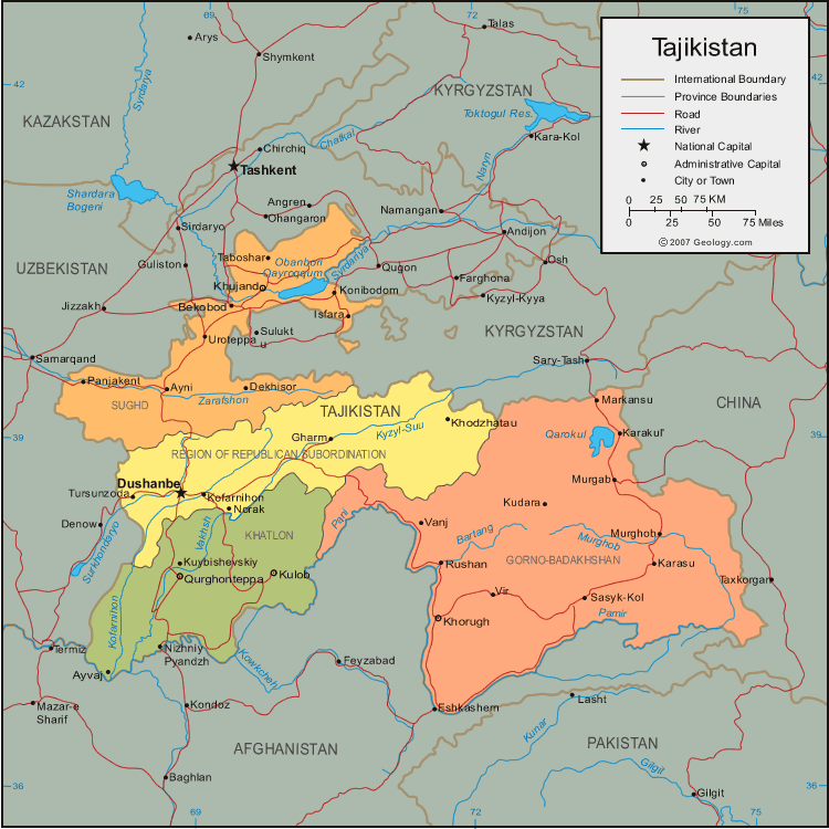 tacikistan siyasi haritasi