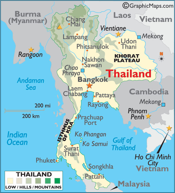 fiziki harita tayland