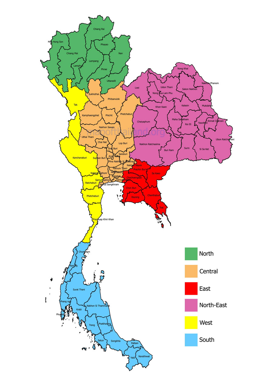 tayland bolgeler haritasi