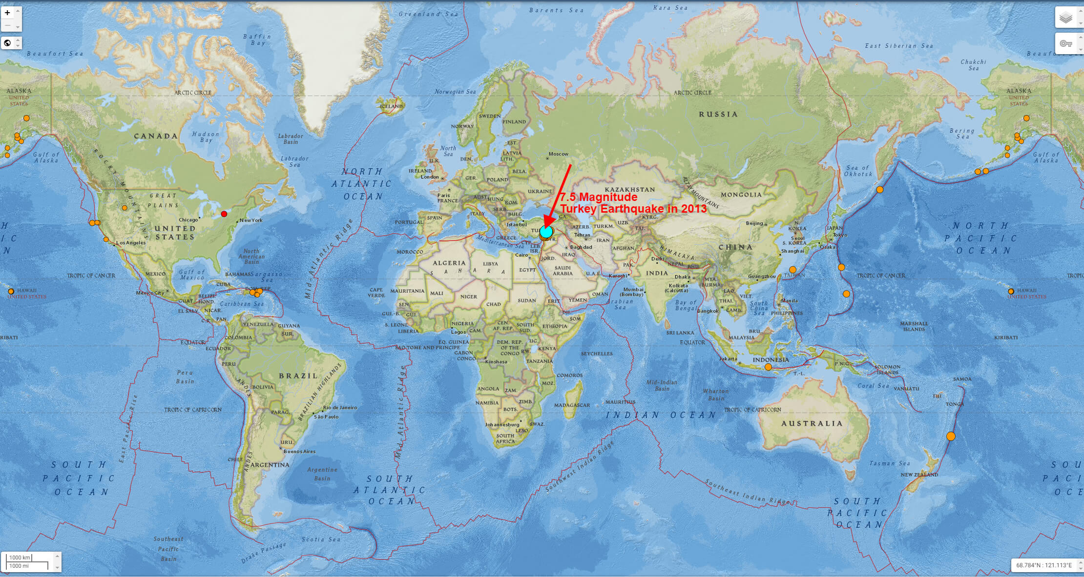 2023 ekinözü türkiye 7.5 deprem haritası