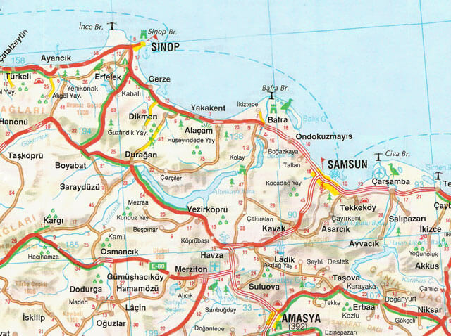 amasya guzergah haritasi