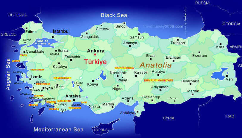 Anadolu Antik Şehirleri Haritası