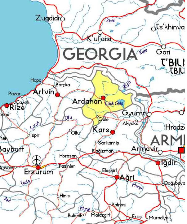 ardahan haritasi turkiye gurcistan