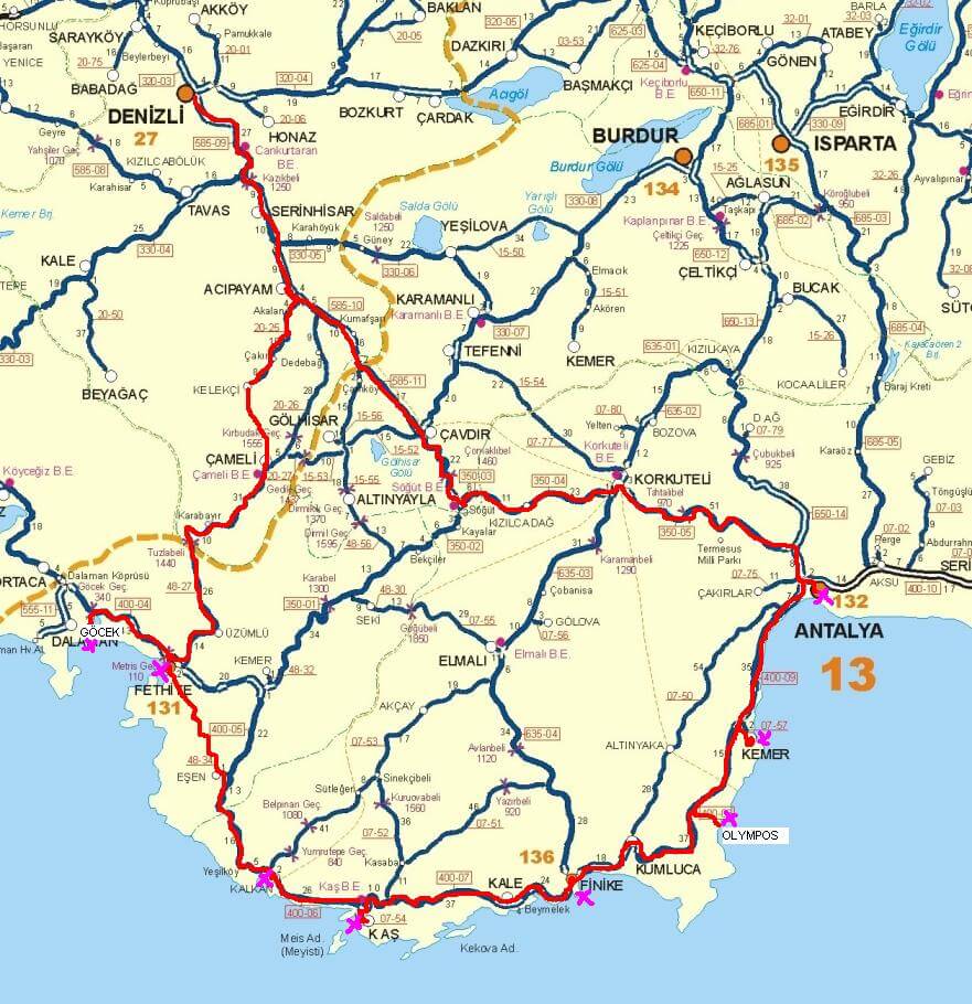 denizli guzergah haritasi antalya