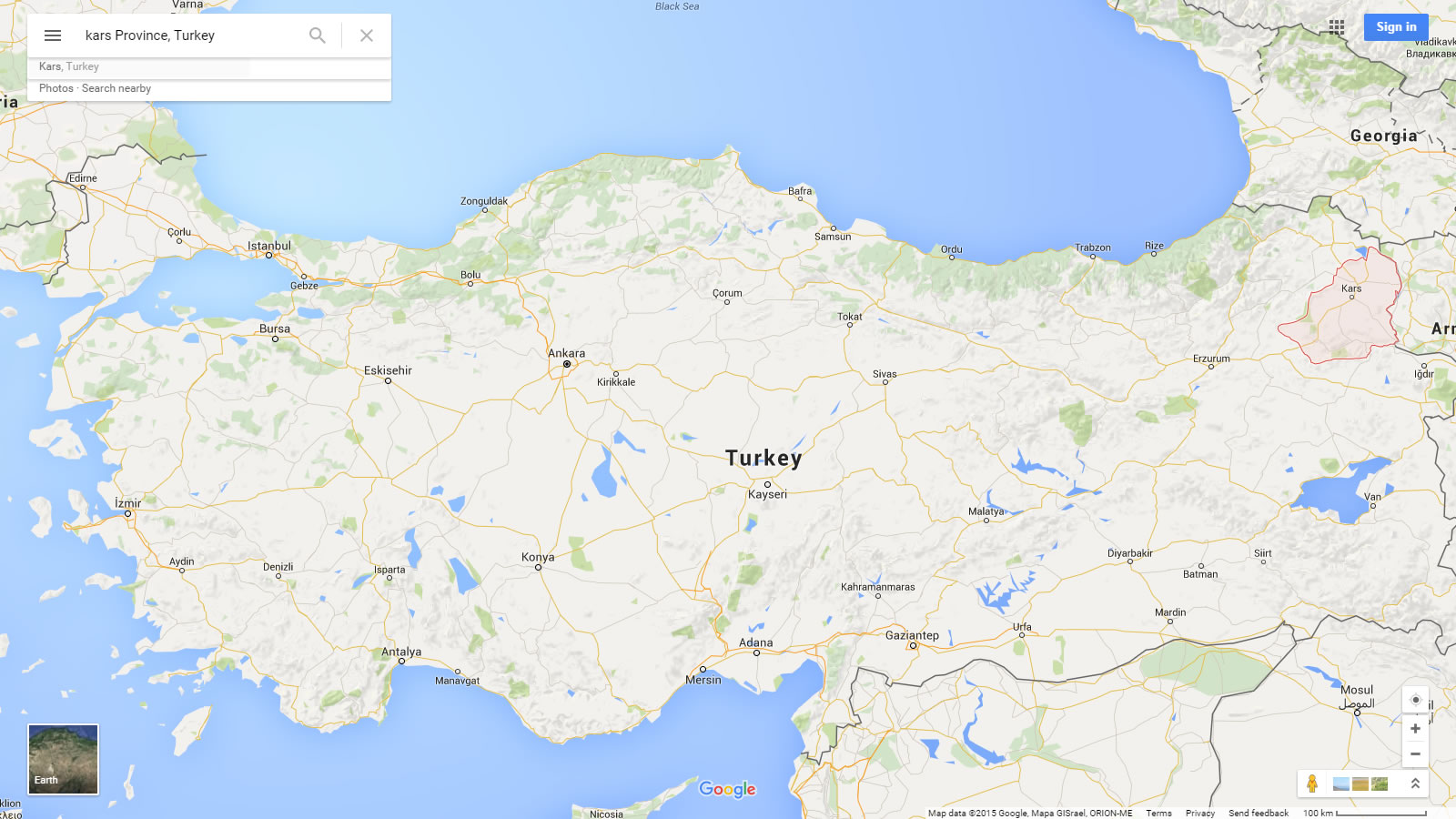 kars haritasi turkiye