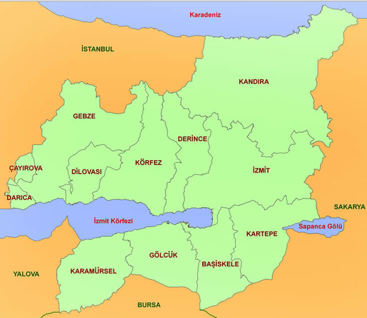 kocaeli vilayet haritasi